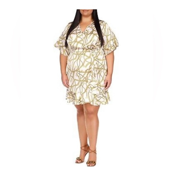 Michael Kors White Chain Print Dress n Size 2X - Picture 1 of 12